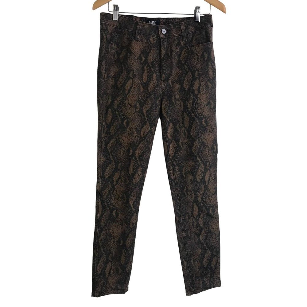 PAIGE Jeans Womens Size 30 Hoxton Ankle Coated Brown Snake Brown Black